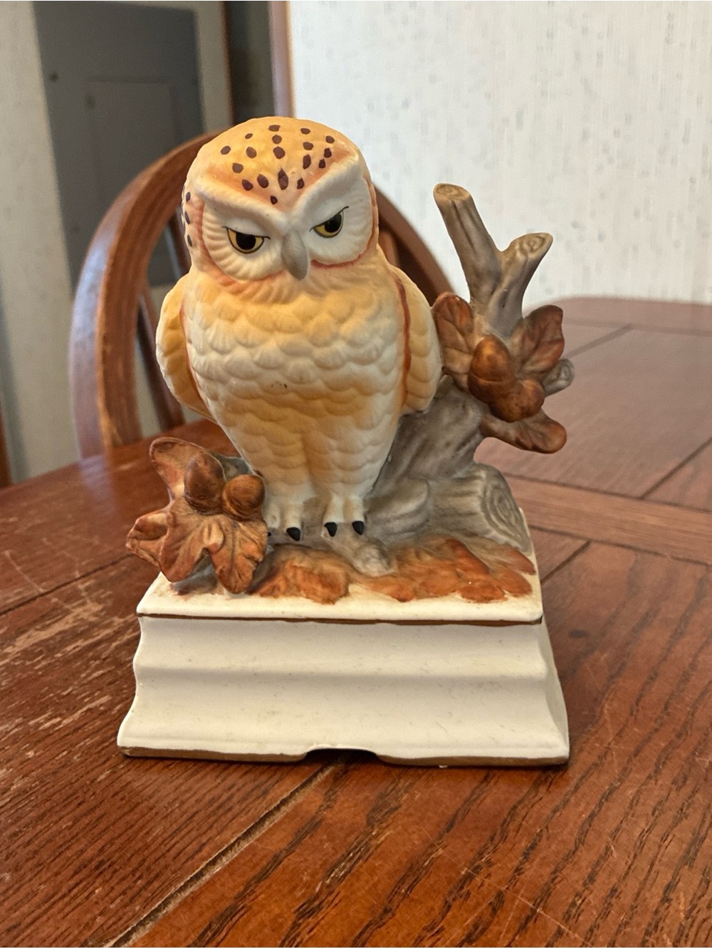 Towle Musical Owl Figurine Fine Porcelain Made In Japan Tested/ Working (Video)